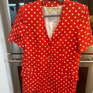 VINTAGE Maxi librati Polka Dot blazer, size 42 (stains/chipped button but GUC)